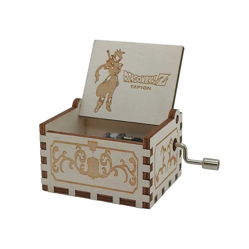 Wooden Hand-cranked Dragon Ball Engraving Music Box Exquisite Birthday Gift,music box