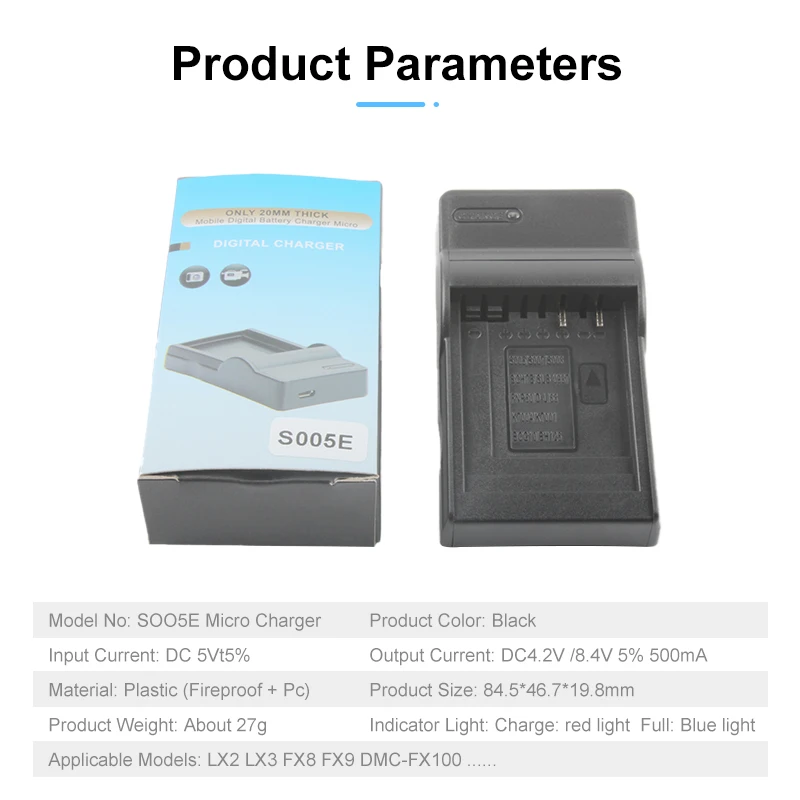 バッテリー充電器,Panasonic,lumix DMC-FS1 fs2 fx1 fx3 fx9