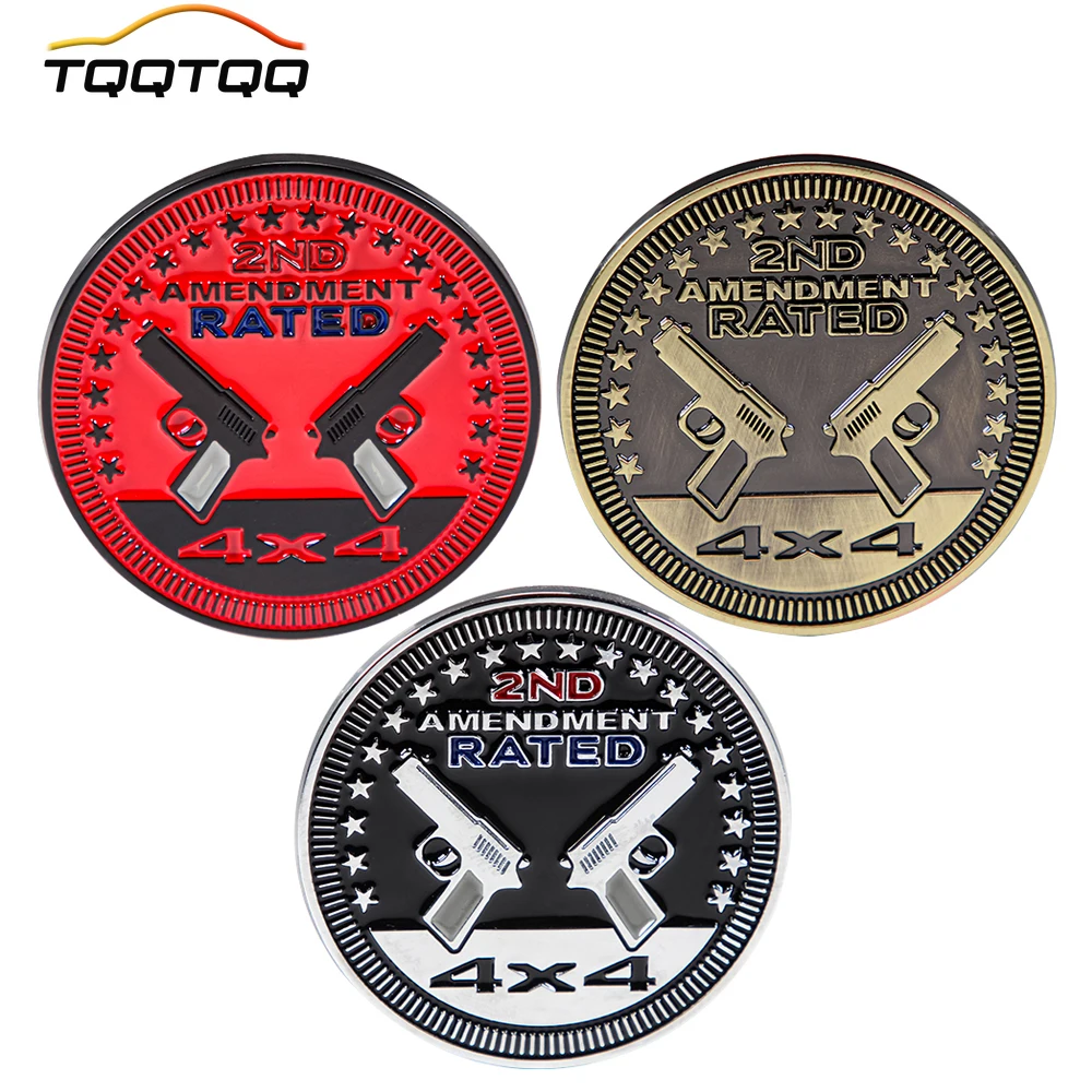 

1Pcs Emblem Badge 2ND Amendment Rated Metal Automotive Emblem Specifically Designed with Strong Adhesive Replacement for Car