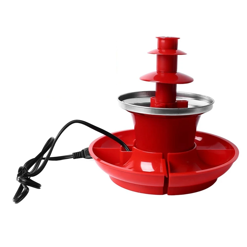 Three Layer Chocolate Fountain Machine Detachable Mini Nostalgia Melting Chocolate Fondue Melt Fondue EU PLUG