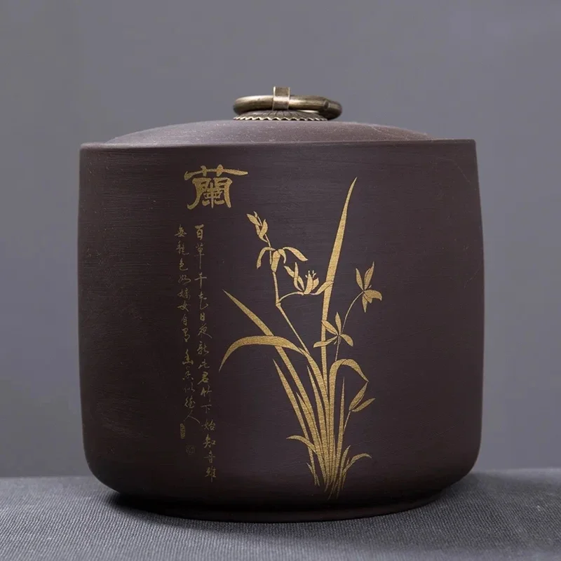 New Large-capacity Household Tea Sealed Jar Kitchen Dried Fruit Food Moisture-proof Storage Cans Purple Sand Tea Storage Tank