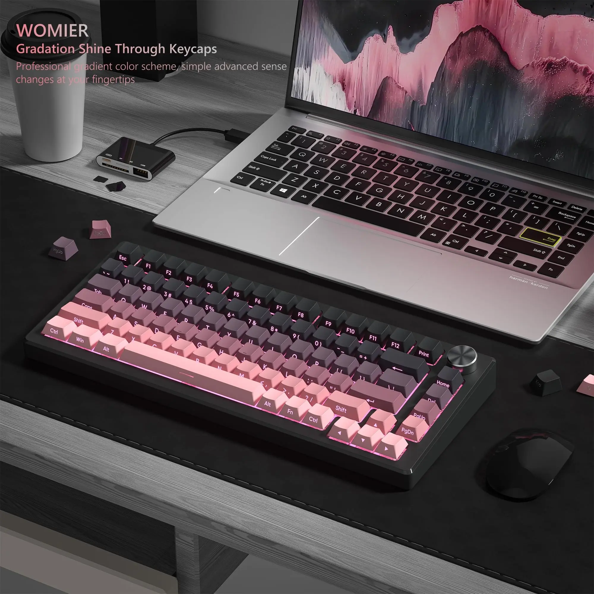 PBT keycaps, 135 toetsen Double Shot Keycaps Zijgegraveerde Transparante Keycap Set Cherry Profiel Backlit Keycaps voor Cherry MX Switch ASIN/ISO Layout Mechanisch Toetsenbord