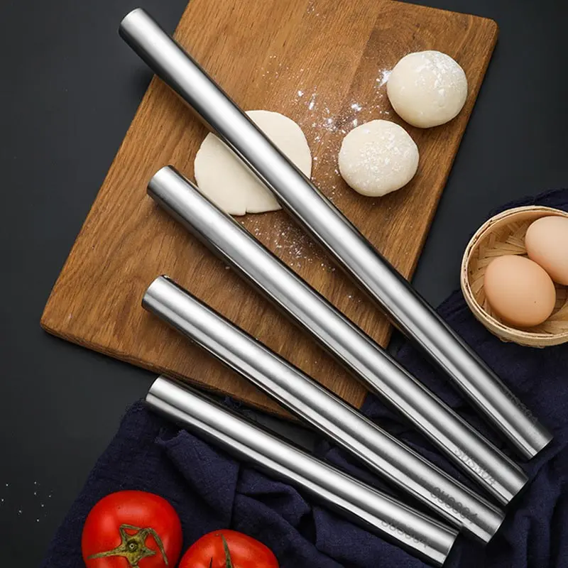 Scf36b45c8a69446db17f08fc0a16ab58f Solid Heart 304 Stainless Steel Rolling Pin Cake Roller Dough Bakeware Rolling Pin Pizza Noodles Making Non-stick Rolling Pin