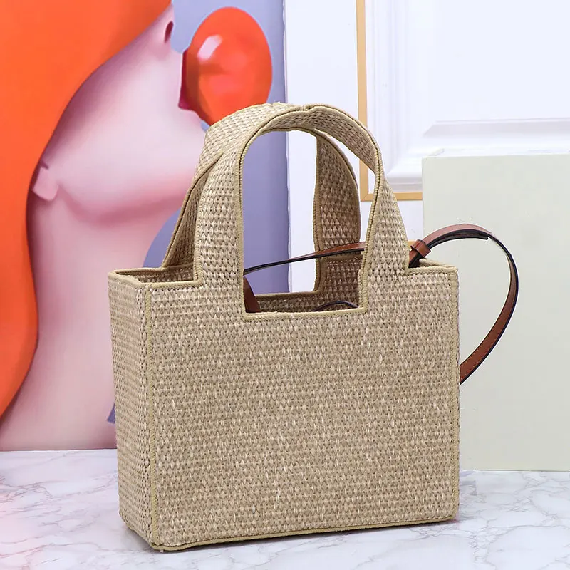 

Grass Woven Tote Bag Fashion Design Travel Vacation Handbag Summer Classic Versatile Women Shoulder Crossbody Beach Bag