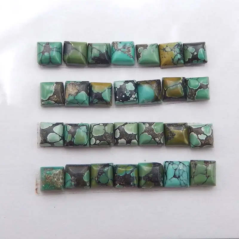 Semiprecious Jewelry 28Pcs Natural Stone Turquoise Cabochons Set 4x3mm,3g