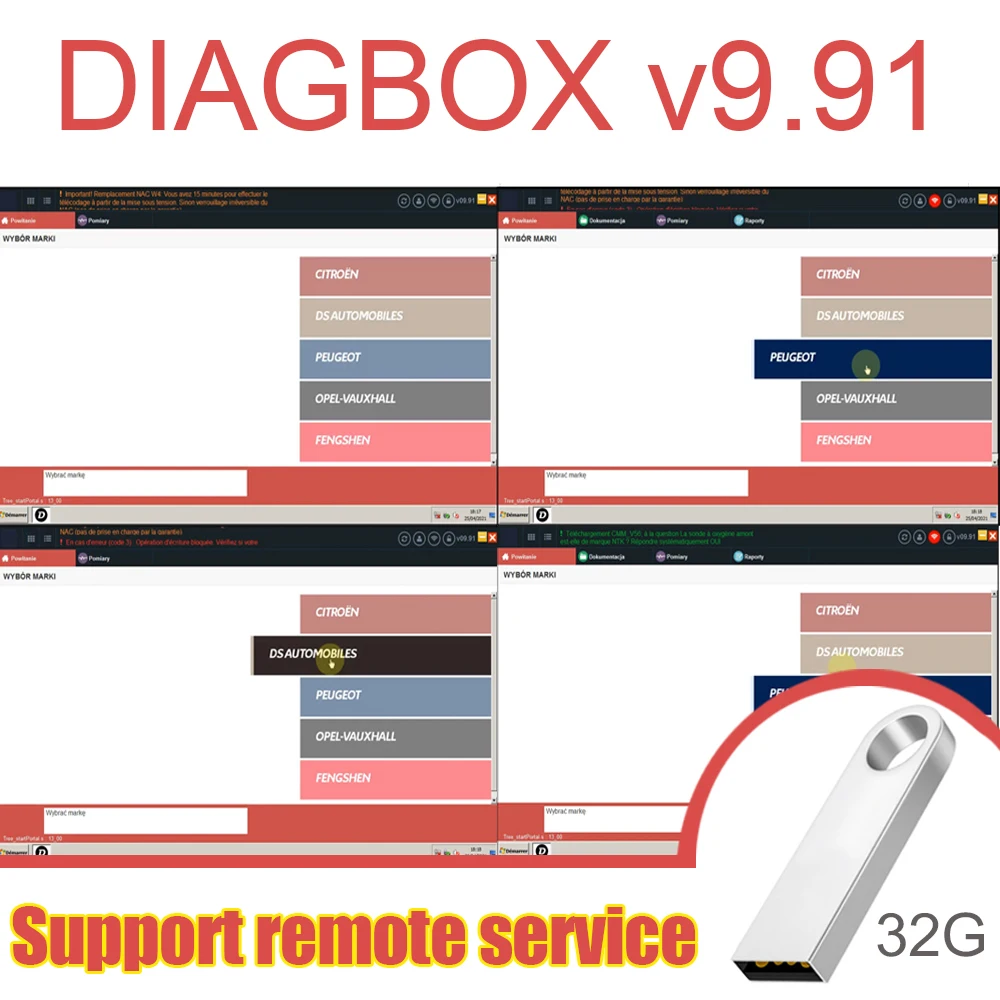 Ultimo Diagbox V9.91 Software Di Diagnosi Di Riparazione Auto Multilingue Completamente Funzionante Per Peugeot Per Citroen Diagnostic Vm Version