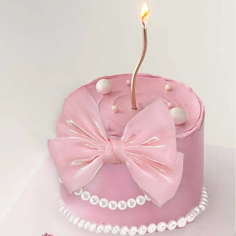 JeVenis Décoration De Gâteau En Ruban De Soie Rose Pour
