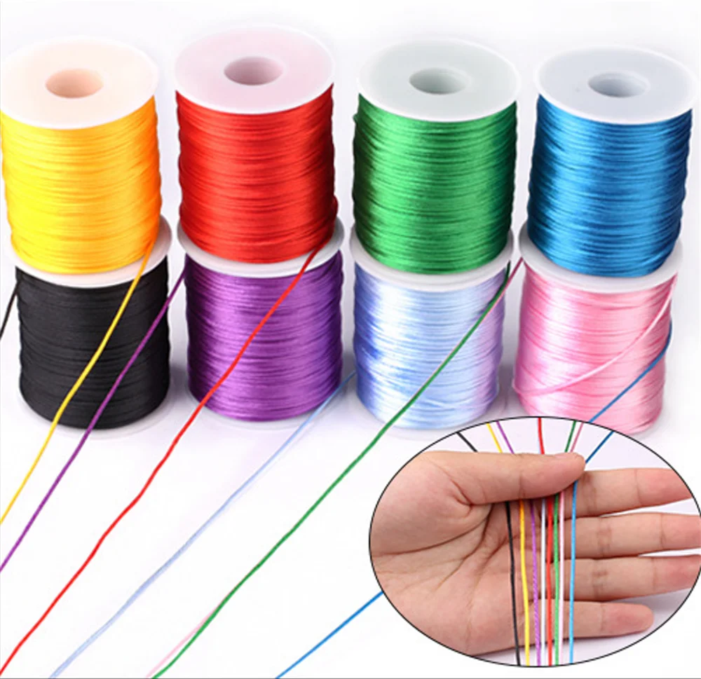Rope 50meters/roll Satin Rattail Polyester Nylon Cords String Chinese Knot Cord DIY Bracelet Jewelry Making Supplies nylon cord,nylon rope,satin cord,polyester rope
