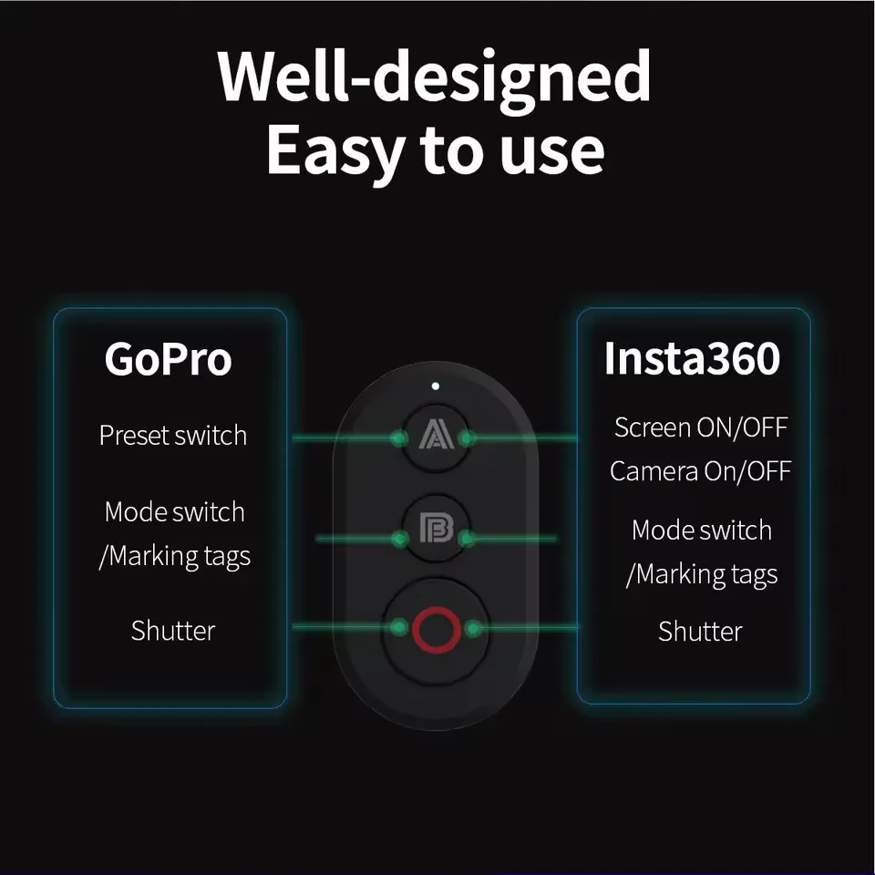 Wireless Smart Bluetooth Remote Control For GoPro Insta360 X5 X4 Photography Shutter Release Button Controller For Camera Phone