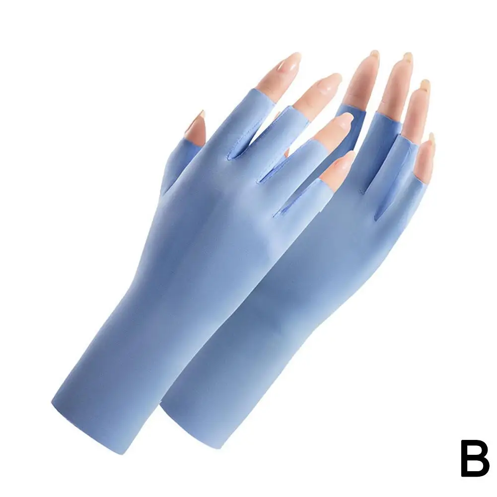 Gants D'Été Femme En Soie Glacée Sans Doigts - Protection Solaire UV - Respirants Et Confortables