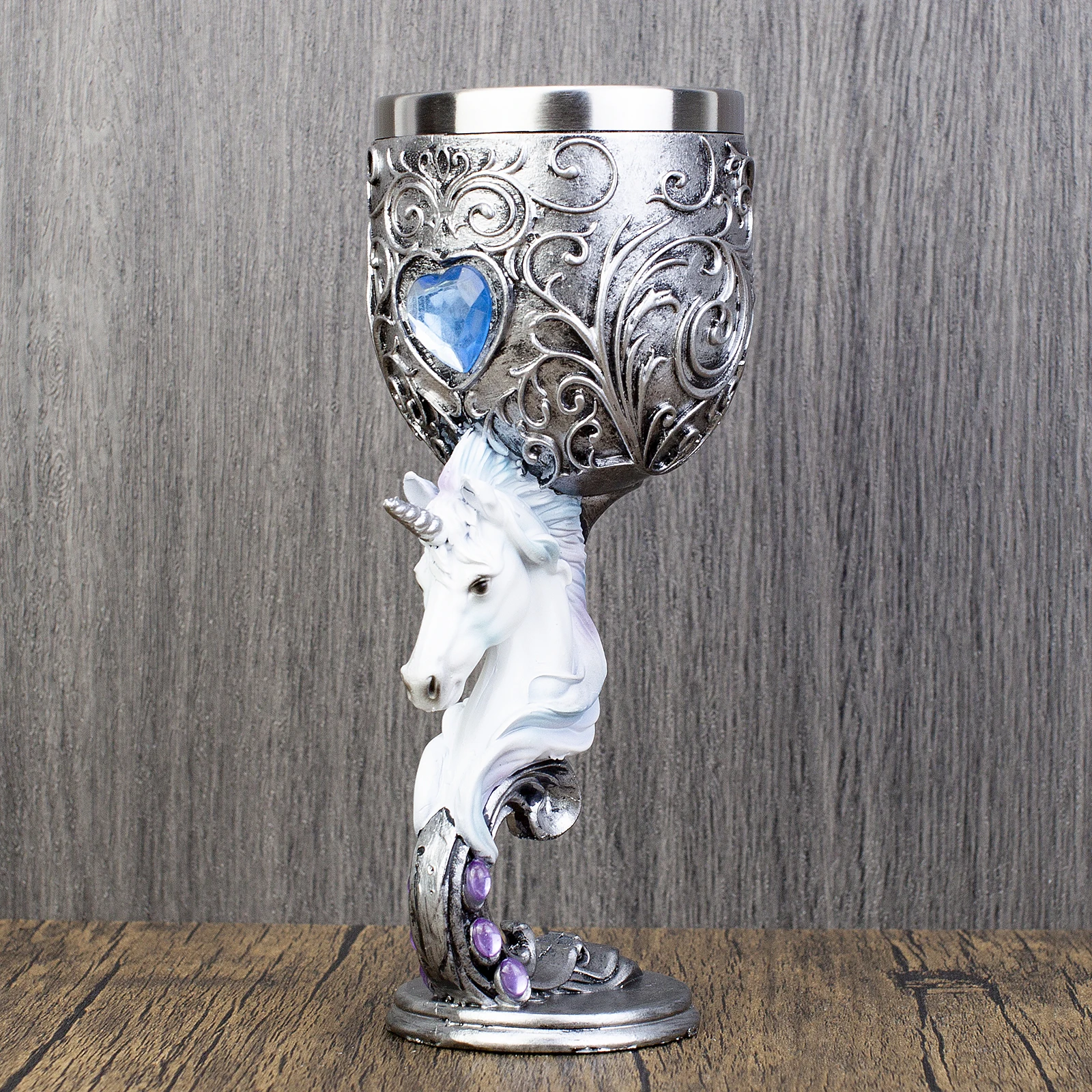 Creative 3D Cat Dragon Skull Unicorn Wolf Chalice Goblet Resin Stainless Steel Wine Glass Halloween Christmas Gift whiskey glass glass drinkware