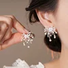 Sparkling Zircon Stars Long Tassel Dangle Earring for Women Exquisite Rhinestone Snowflake Flower Drop Earring Christmas Jewelry