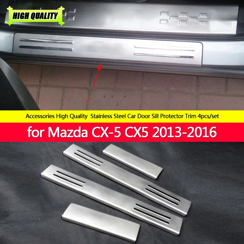 

High Quality Stainless Steel Side Door Sill Scuff Plate Guards Cover Trim for Mazda CX-5 CX5 2013 2014 2015 2016 Car Styling