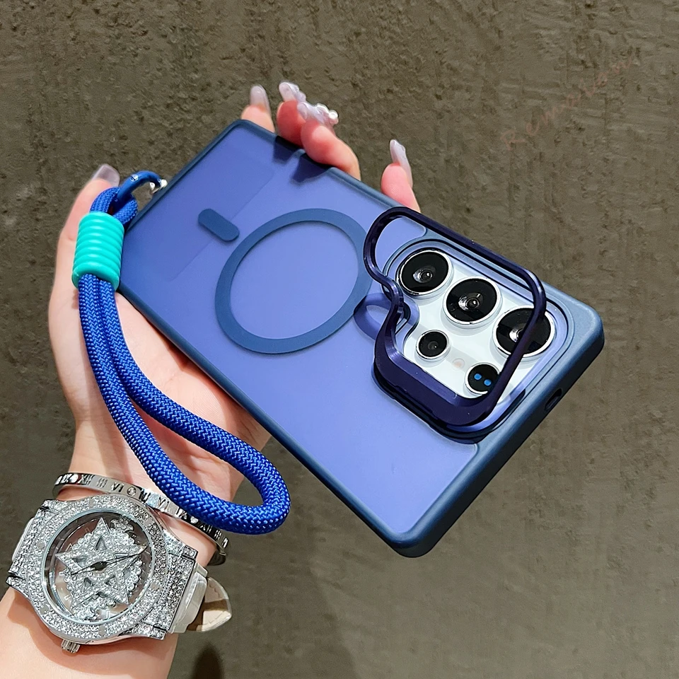 Magnetic Phone Case with Wrist Strap and Stand – Magsafe Protector Cover