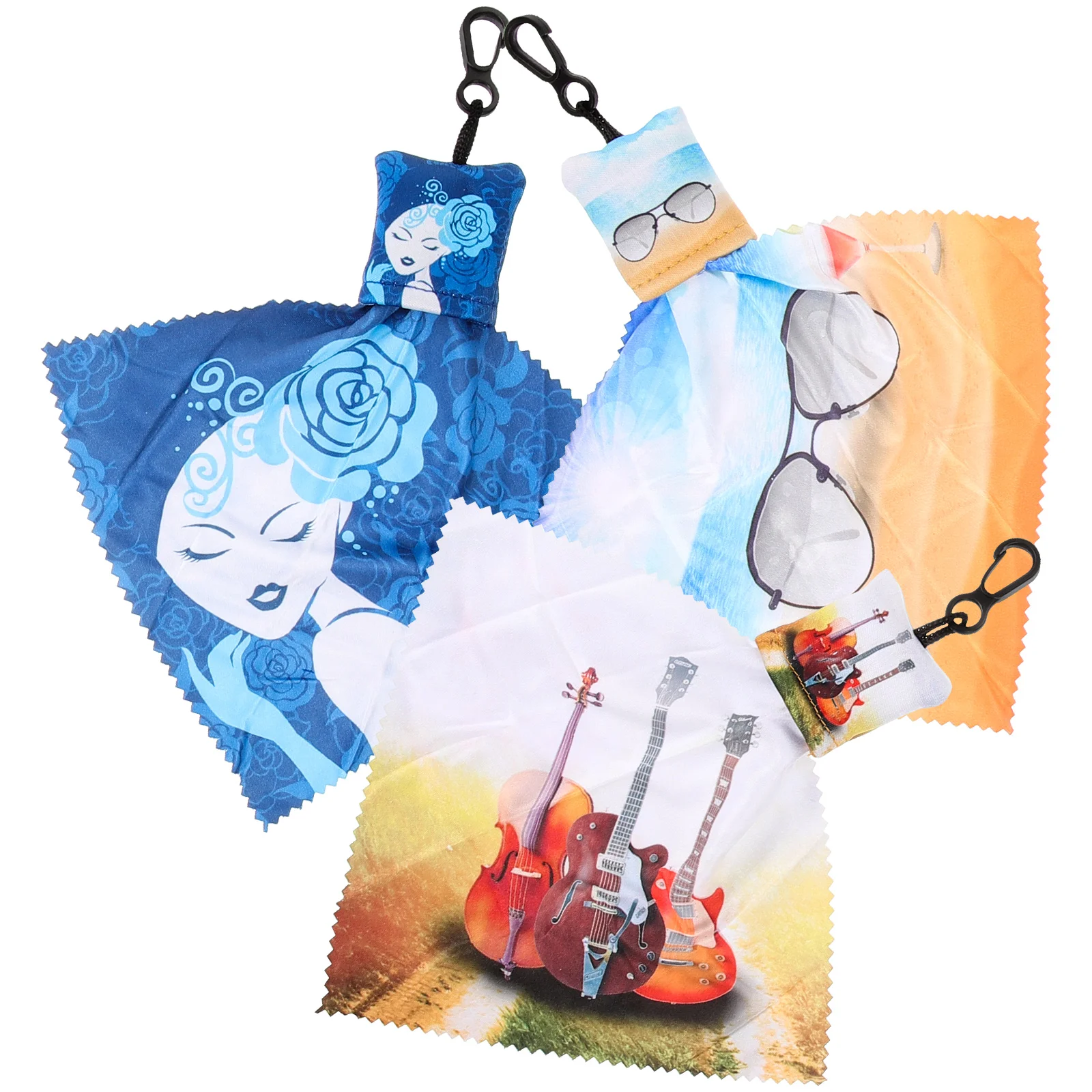 3 Pcs Key Chain Eye Glasses Lens Cleaning Cloths Metal Screen Wipes Electronics eyeglass cleaning cloth glasses cleaning wipes