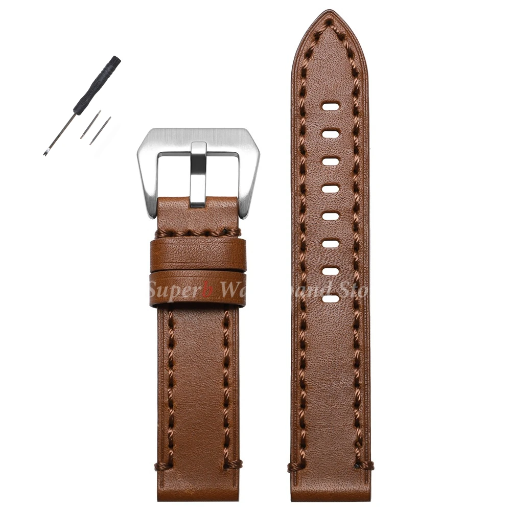 Premium Vintage Brown Cowhide Leather Watch Strap - Unisex Wrist Band