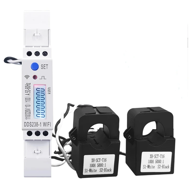

Retail 2 Phase 3 Wires 110V+110V 100A Din Rail 18Mm Tuya WIFI Smart Energy Meter Power Consumption Monitor Kwh Meter Wattmeter