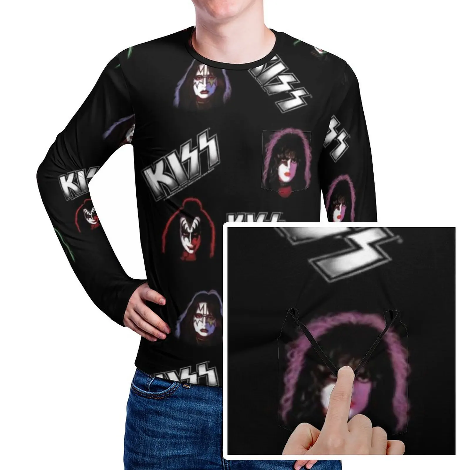 

Футболка с надписью Kiss Band Мужская, рубашка в стиле рок-музыкант, индивидуальная футболка в стиле Харадзюку, размеры 3XL, 4XL, 5XL, весна