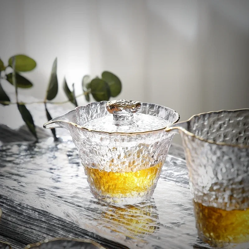 Heat Resistant Glass Cover Bowl Large Tea Bowl Non Scalding Single Gaiwan Anti Scalding Tea Cup Kungfu Set Grab Teapot Set