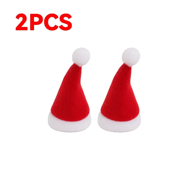 2/200PCS Velvet Mini Santa Hats Wine Bottle Covers Christmas Tableware Holder Lollipop Caps Bottles Bags Xmas Home Party Decor
