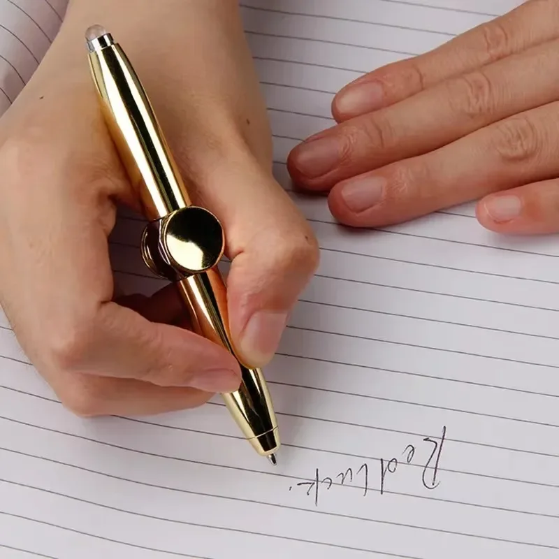 Multifunctional Decompression Finger Rotate Luminous Gyro Pens LED Light Ballpoint Pen Metal Gyro Pen Gift