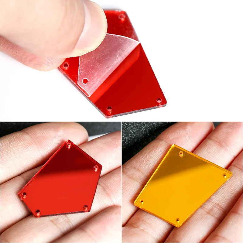 QIAO 믹스 모양 아크릴 거울 라인 석 30/60/100pcs 반짝이 바느질 돌 Flatback 의류 장식에 대 한 크리스탈에 바느질