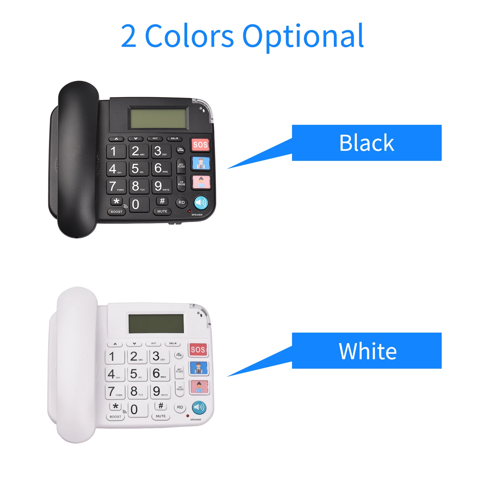 【New】Corded Phone with Big Button Desk Landline Phone Telephone Support Hands-Free/Redial/Flash/Speed Dial/Ring Volume Control