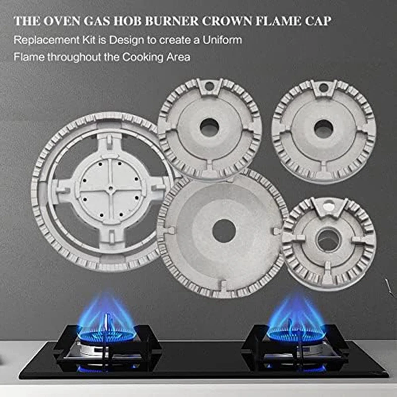 Upgrade Cooker Hat Set Oven Gas Hob Burner Crown Flame Cap Cover As Shown Metal For Kitchen Fit For SABAF Stove Handles Lid Kit