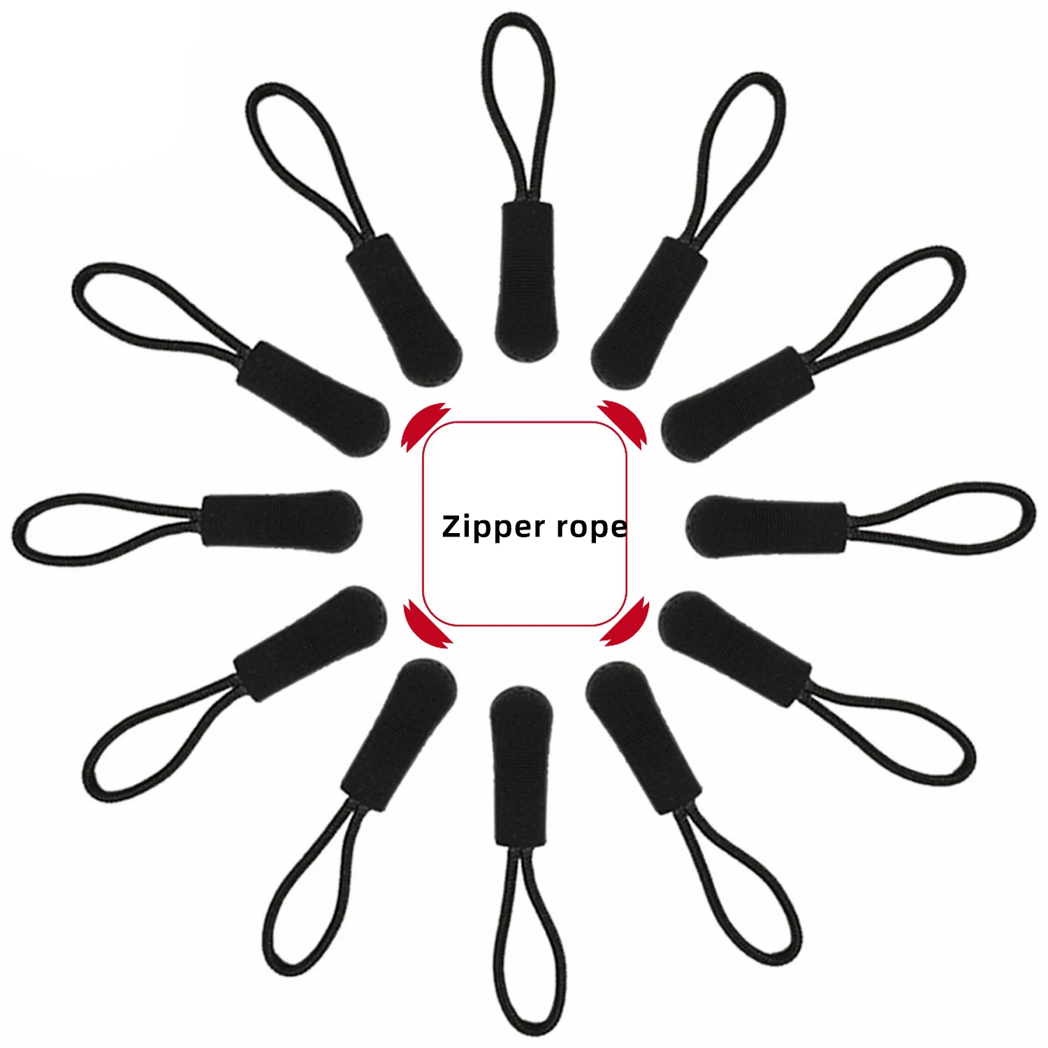 Zipper Pullers Pull Rope Black Caterpillar Clothing Bag Zipper Head Rope Pull Tail PVC Head