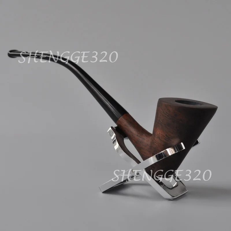 Ebony Wooden Tobacco Pipe Sitter Churchwarden Smooth Surface Long Bent Stem 2