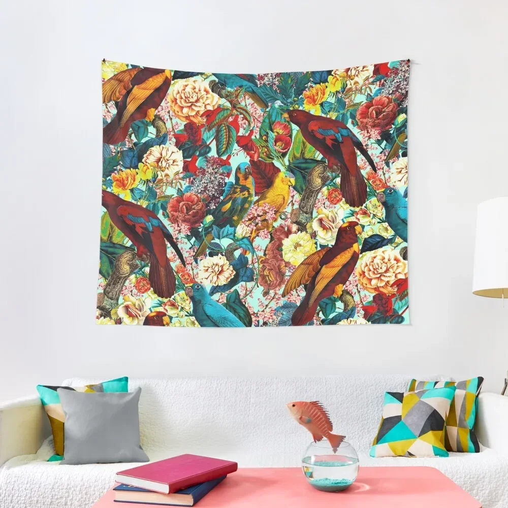 

FLORAL AND BIRDS XV Tapestry Mushroom Tapete For The Wall Tapestry