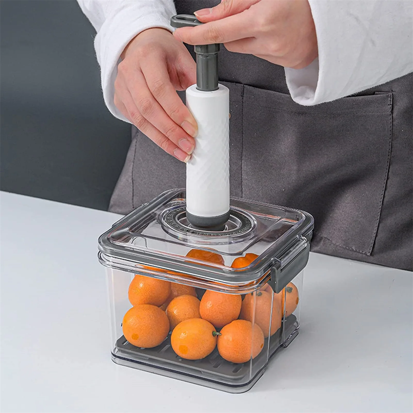Vacuum Food Storage Container Transparent Fridge Organizer with Drain Net Large Capacity Food Dispenser for Kitchen Storage Box 2
