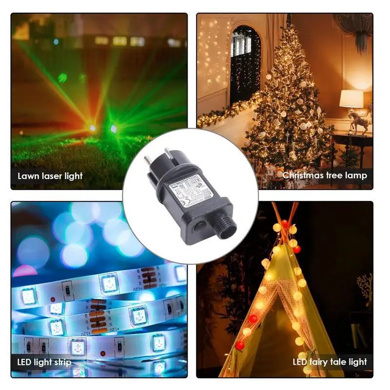 4.5V 0.6A Class 2 Power Supply, US Plug Waterproof UL Certified IP44 Low Voltage Transformer With 1.2 Meters Extension Cable For 2.7W Christmas Light, String Light, Inflatable Decorations
