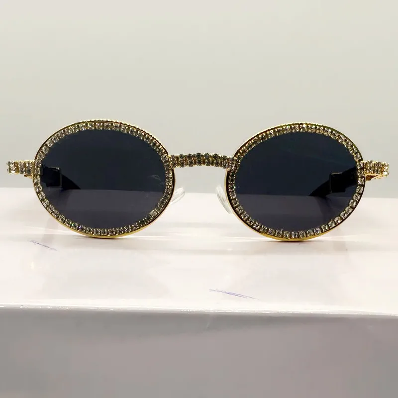 Diamant-Sonnenbrille mit ovalem Rahmen für Damen, hochwertige, glänzende, personalisierte Outdoor-Modebrille – Detail 8