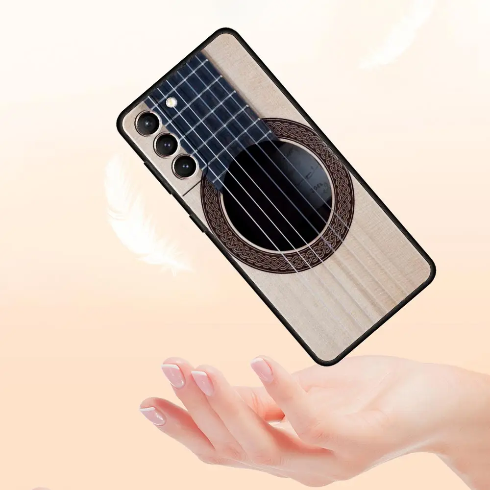 Black Music Instrument Design Phone Case - Guitar & Piano Theme