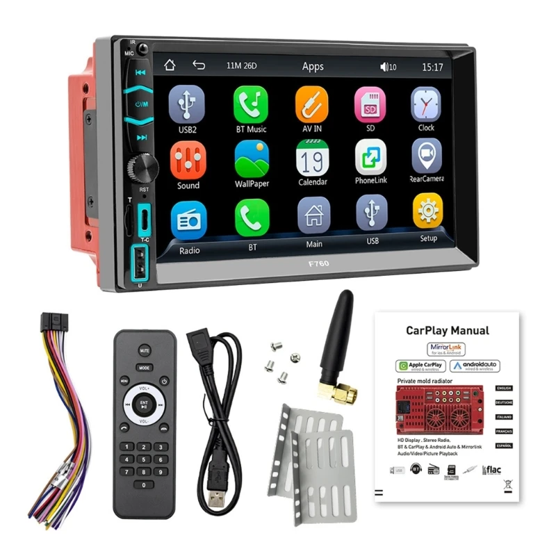 

Car Radio 7'' Multimedia Player Multi-language Bluetooth-compatible Receiver
