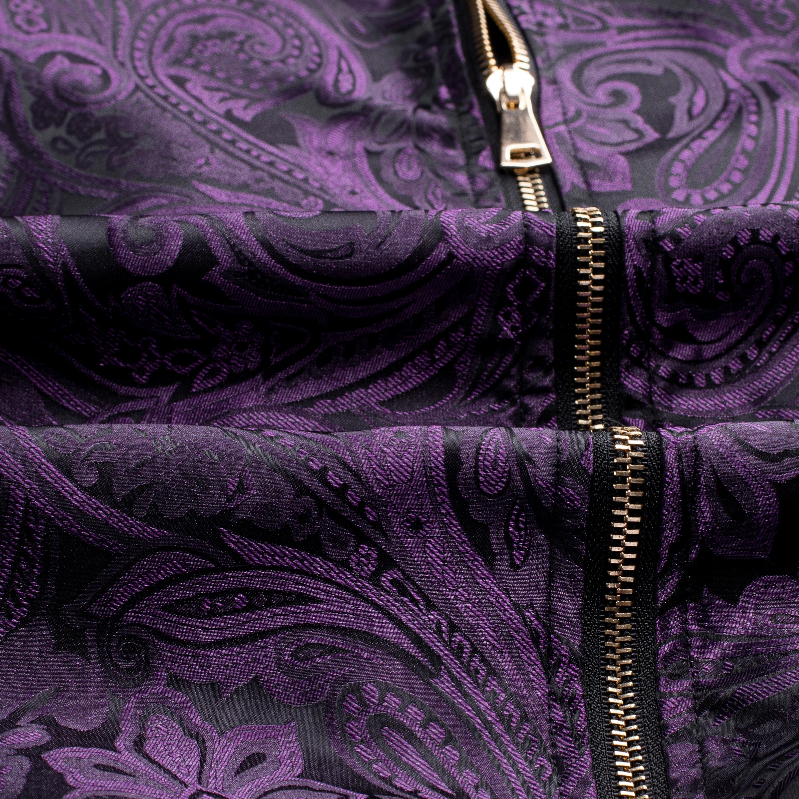 New Dark Purple Paisley Men's Zipper Thin Jacket, L