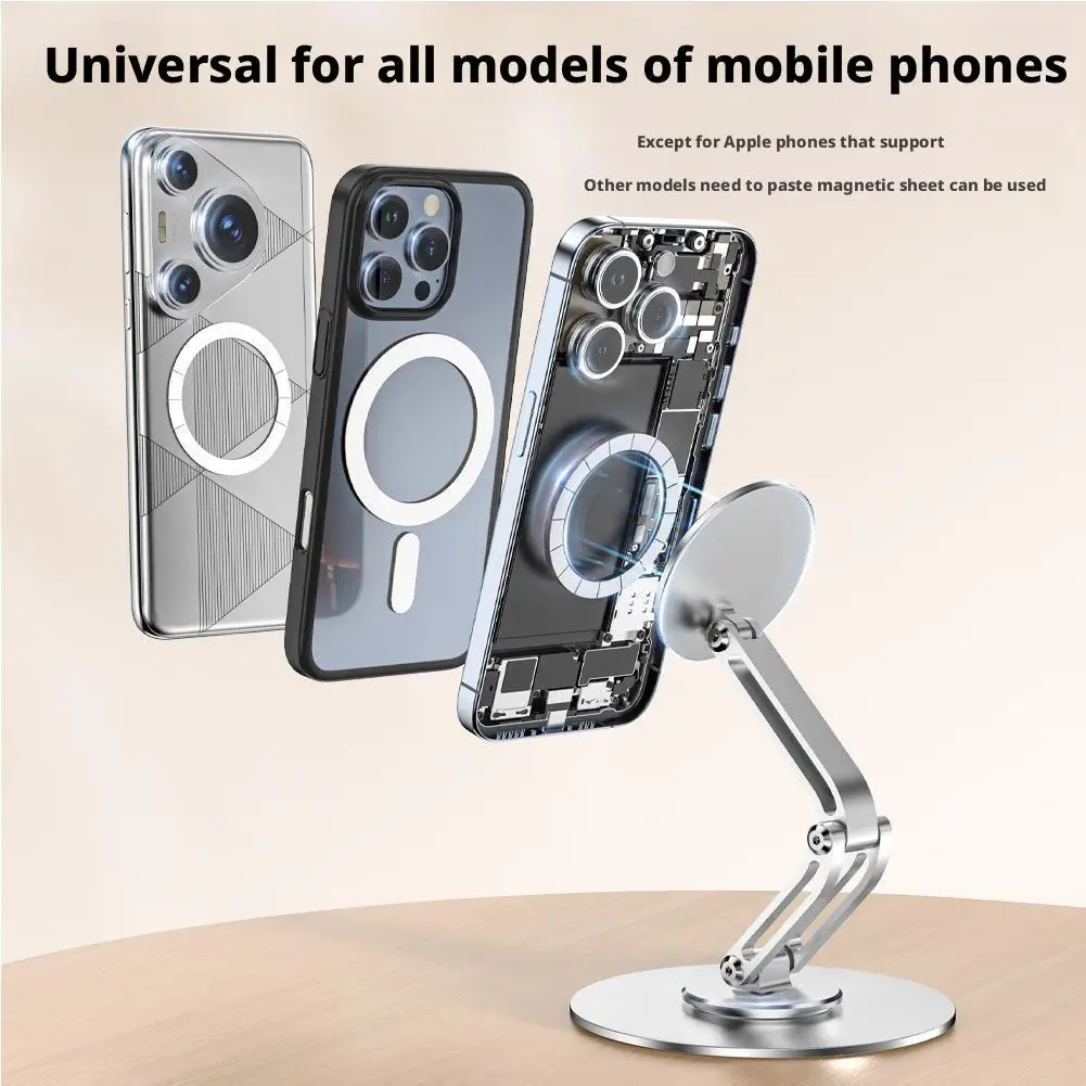 Aluminum Mobile Phone Holder with 360 Degree Rotation for Home and Car