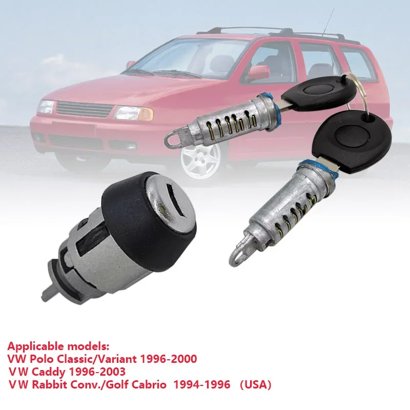 1 Set Per Volkswagen Polo Classic/Variante Caddy Rabbit Conv./Golf Cabrio Nucleo Serratura Maniglia + Pacchetto Nucleo Blocco Accensione