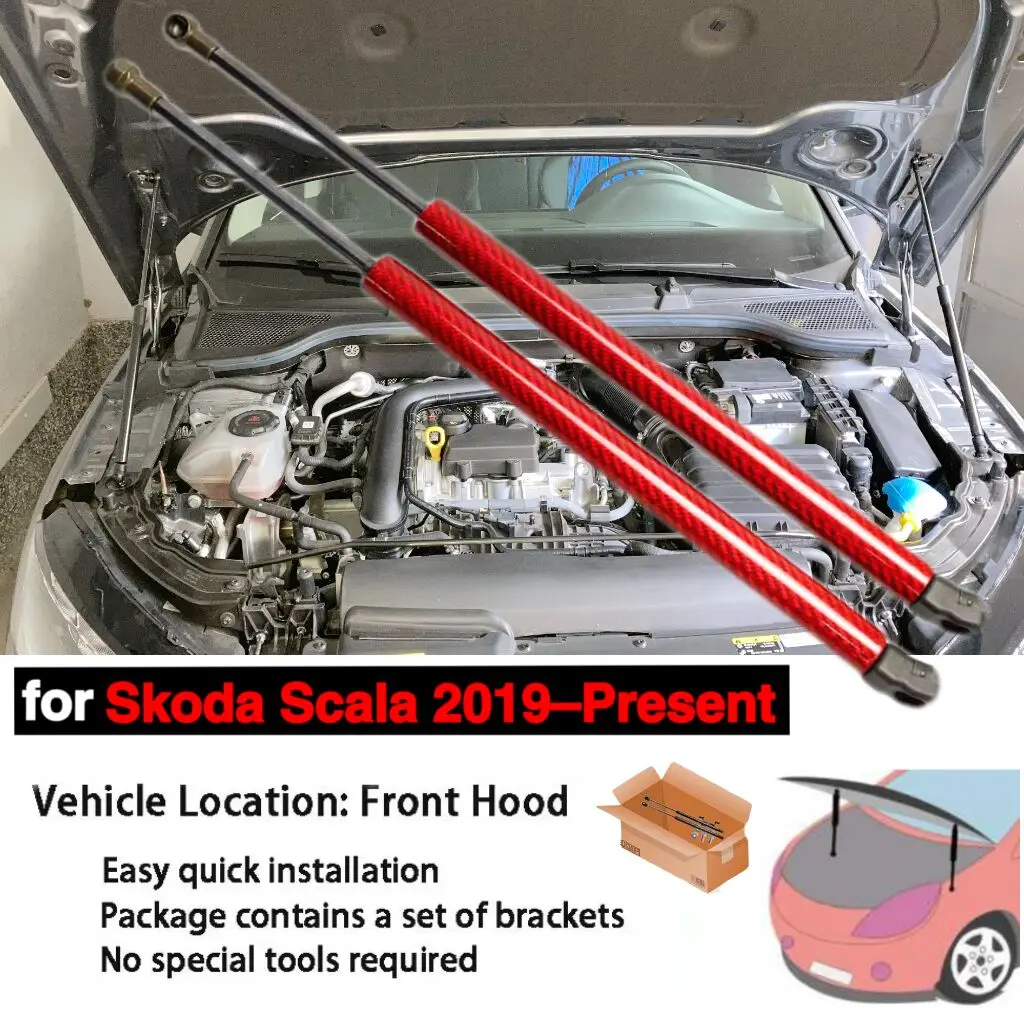 

For Skoda Scala 2019-2024 Front Hood Bonnet Modify Gas Springs Struts Carbon Fiber Lift Supports Shock Dampers Absorber Rod Arms