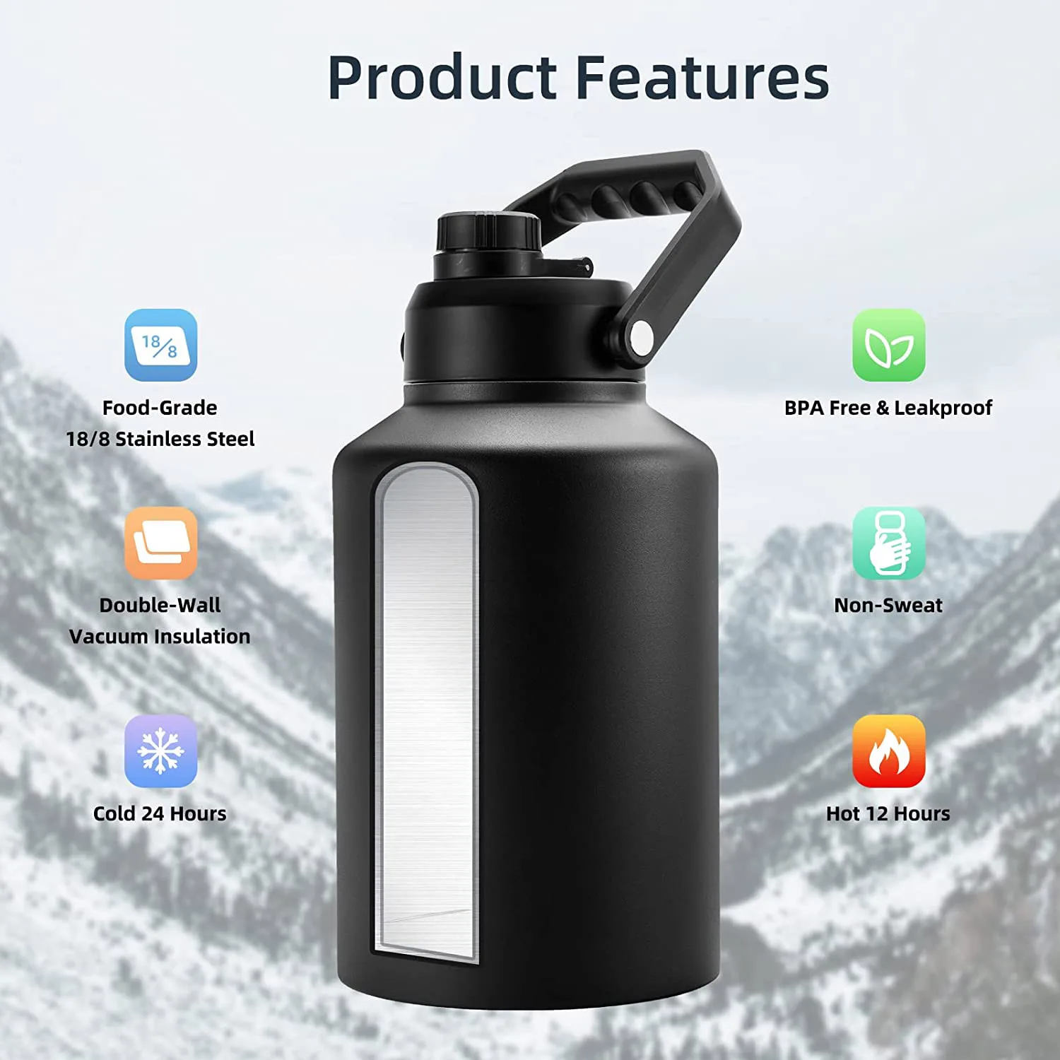 128oz 3785ml Insulated Water Bottle, Dishwasher Safe Stainless Steel  Thermos, Bpa Free Jug With Handle & Anti-slip Bottom - Water Bottles -  AliExpress