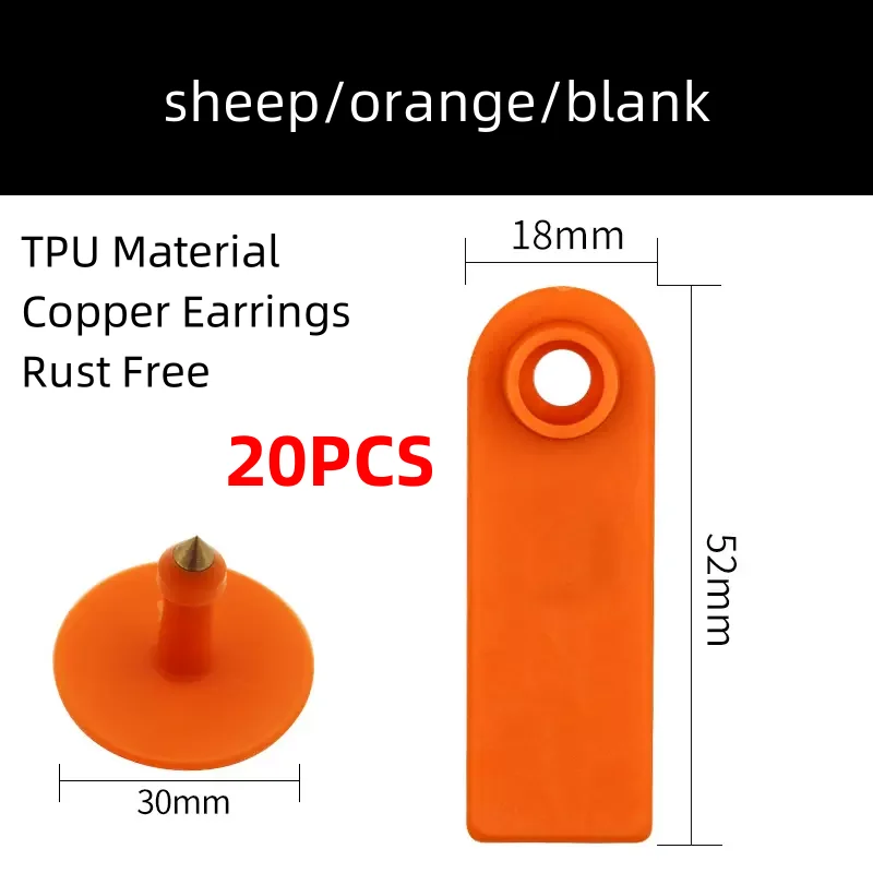 Livestock Ear Tags 20 PCS Cow Pig Sheep Ear Tags Sign Blank Head Earrings Farm Animal Identification Card TPU High Quality Copper Nail