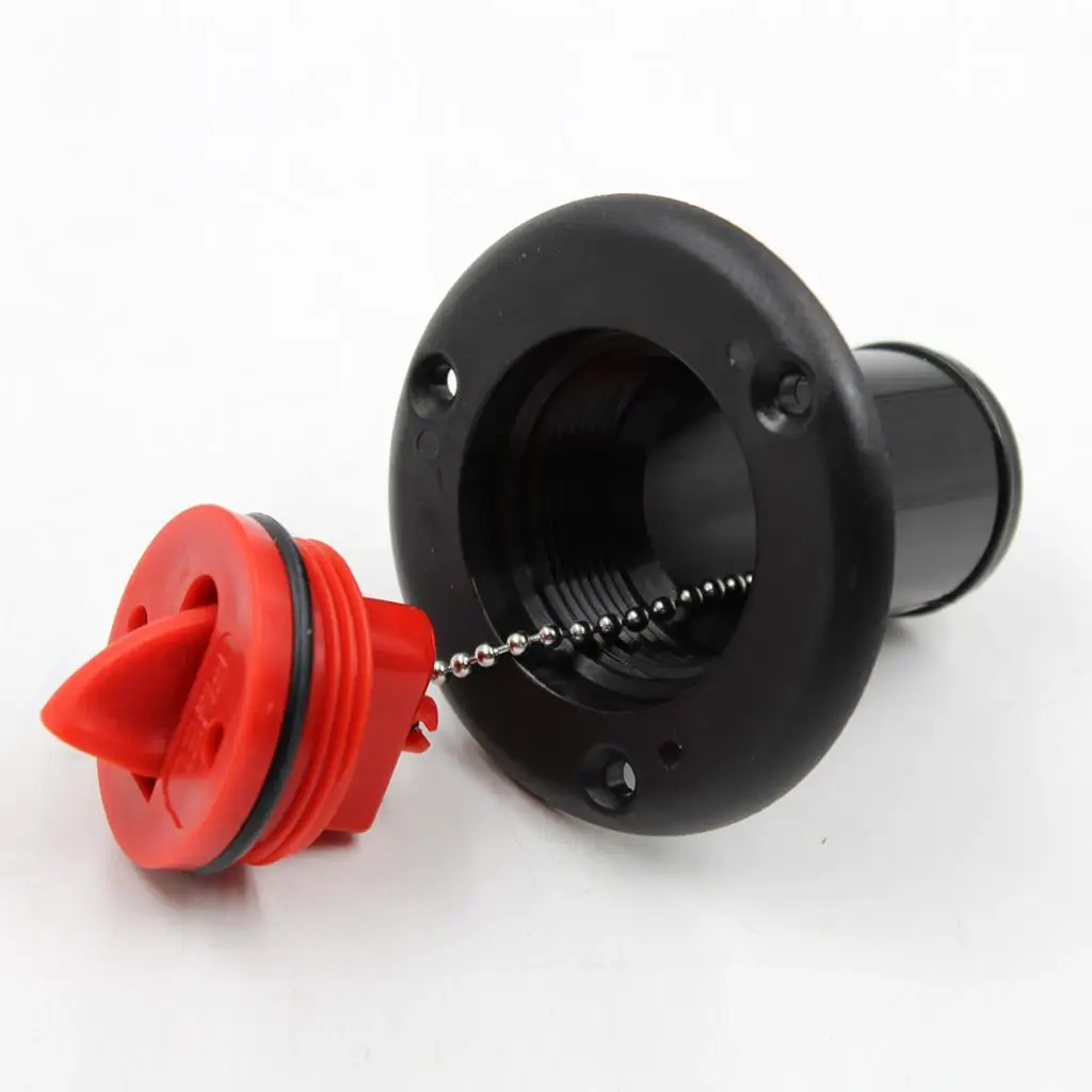 MagiDeal Black Nylon 38mm 1 1/2' Fuel Gas Deck Filler & Red Cap Flush Mount for Boat