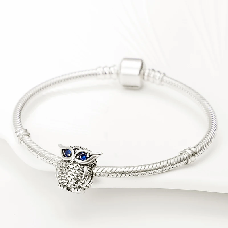 Animal Charms Beads 925 Silver Color Mushroom Owl Cat Bone Fit Pandach 925 Original Bracelets DIY Birthday Jewelry Gifts