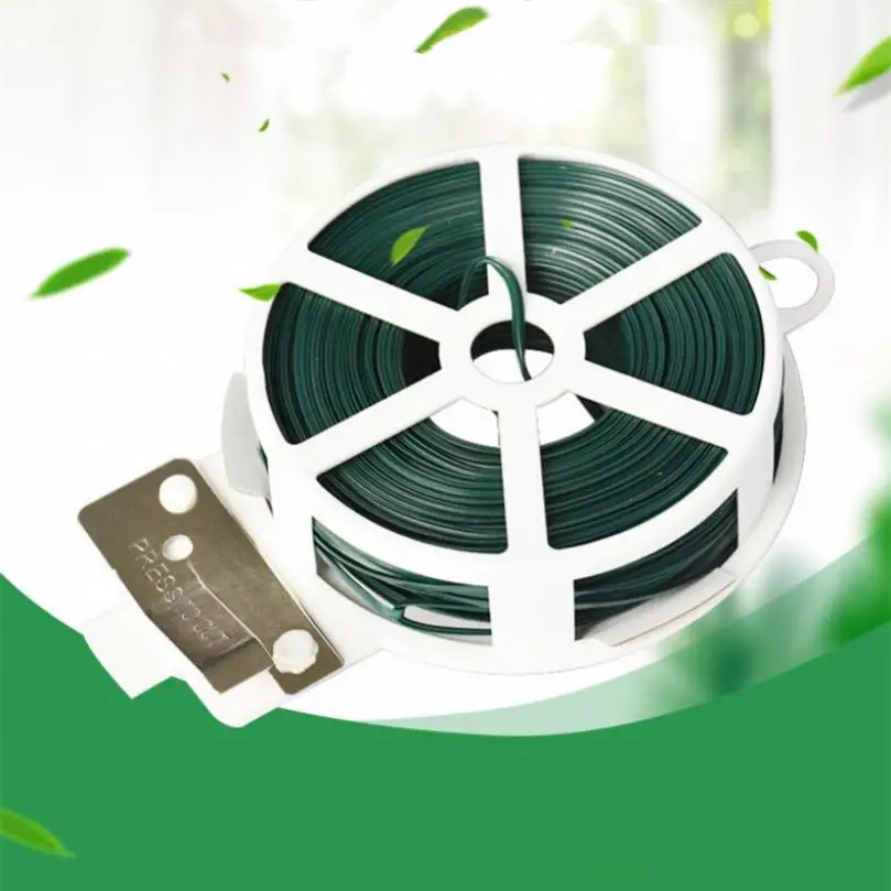 Versatile Reusable Plastic Wrapping 30m Green Iron Tying Wire for Gardening Climbing Vine Fixing Iron Wire