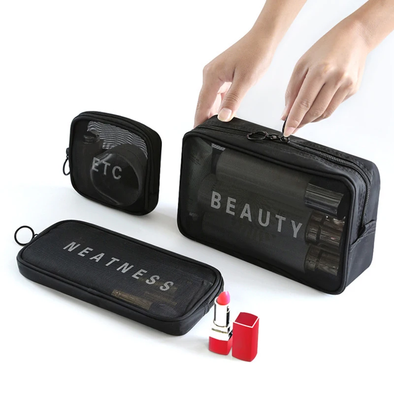 New Style Large Capacity Travel Cosmetic Bag Portable Mesh Storage Bag
