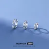 JYJIAYUJY 100% Whole Original Pure Silver S999 Hoop Earrings Hollow Zircon Inlaid Design 8MM Mini Style Fashion Jewelry JYE156 1