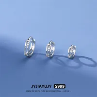 JYJIAYUJY 100% Whole Original Pure Silver S999 Hoop Earrings Hollow Zircon Inlaid Design 8MM Mini Style Fashion Jewelry JYE156 1