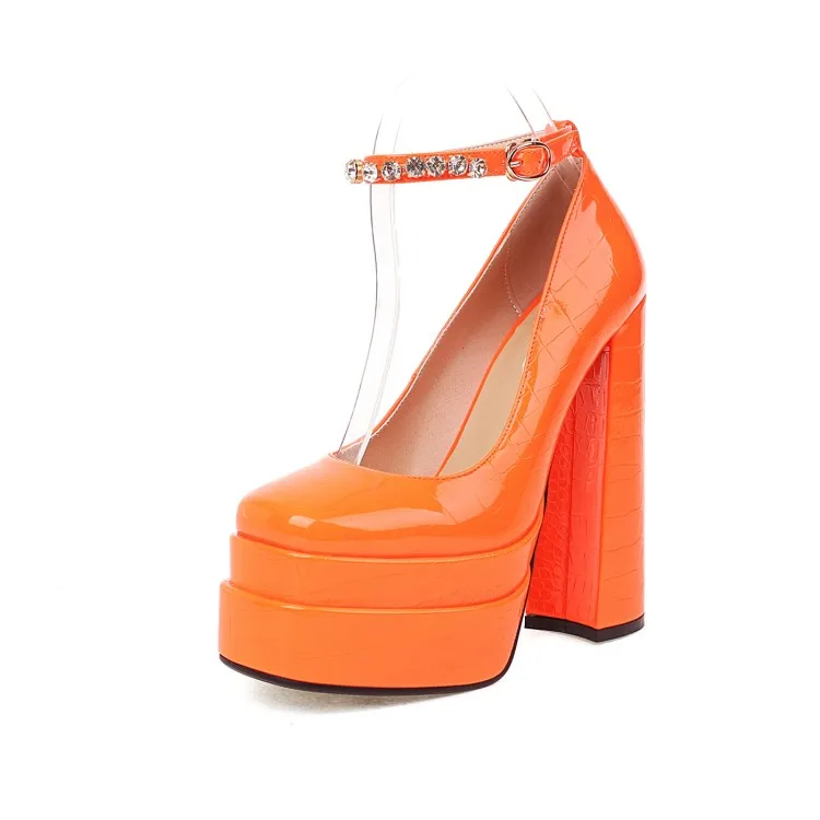 Neon Sandals Heels Platform Chunky High Heels Ankle Strap Sandals | Up2Step