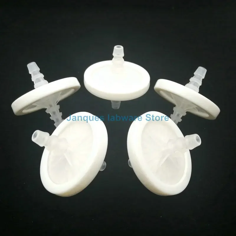 10 개/몫 실험실 생물학적 배양 50mm 0.22um 일회용 공기 필터 소수성 PTFE 멤브레인이있는 무균 공기 호흡 필터